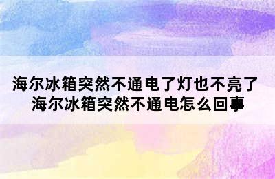 海尔冰箱突然不通电了灯也不亮了 海尔冰箱突然不通电怎么回事